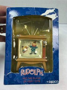 Vtg Rudolph The Red Nosed Reindeer Island Of Misfit Toys Boat Ornament-In Box